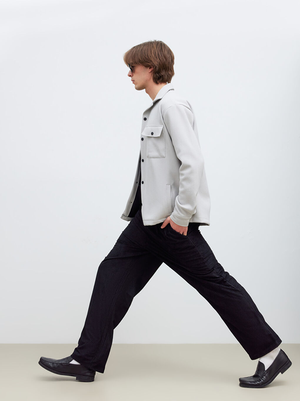 Siyah Rahat Kalıp Kadife Erkek Pantolon