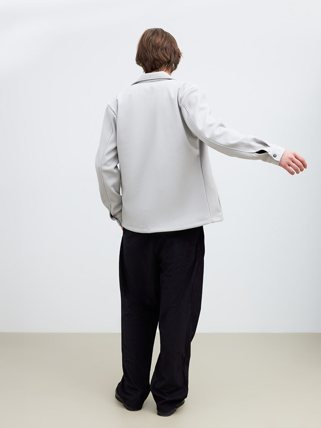 Siyah Rahat Kalıp Kadife Erkek Pantolon-3