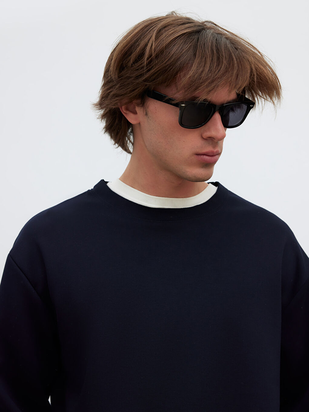 Lacivert Bisiklet Yaka Erkek Sweatshirt-2