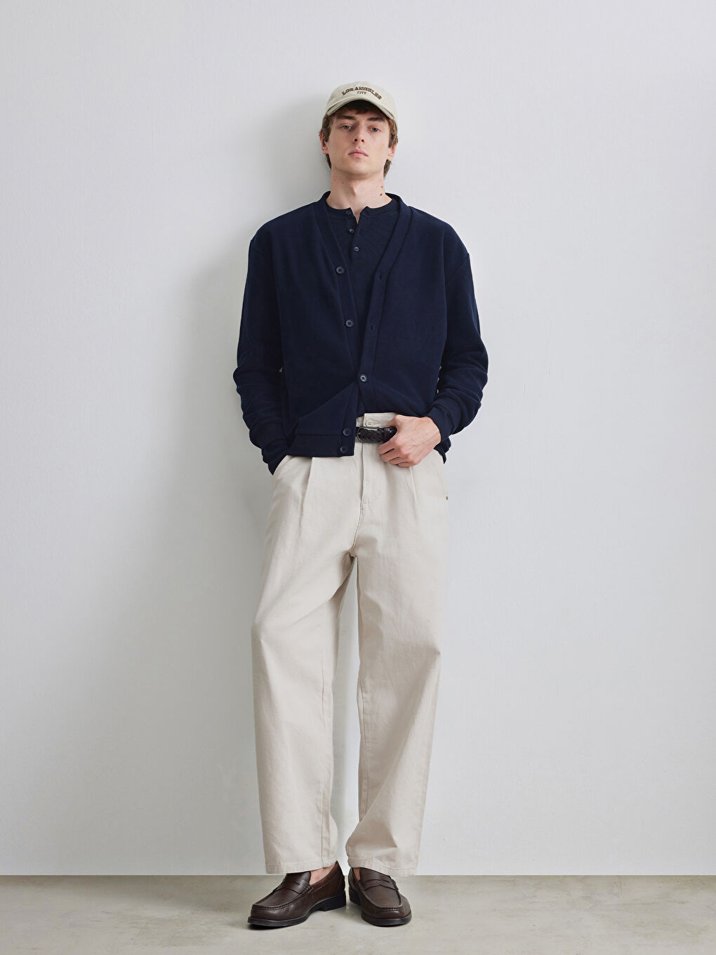 Lacivert Standart Kalıp Erkek Triko Hırka-1