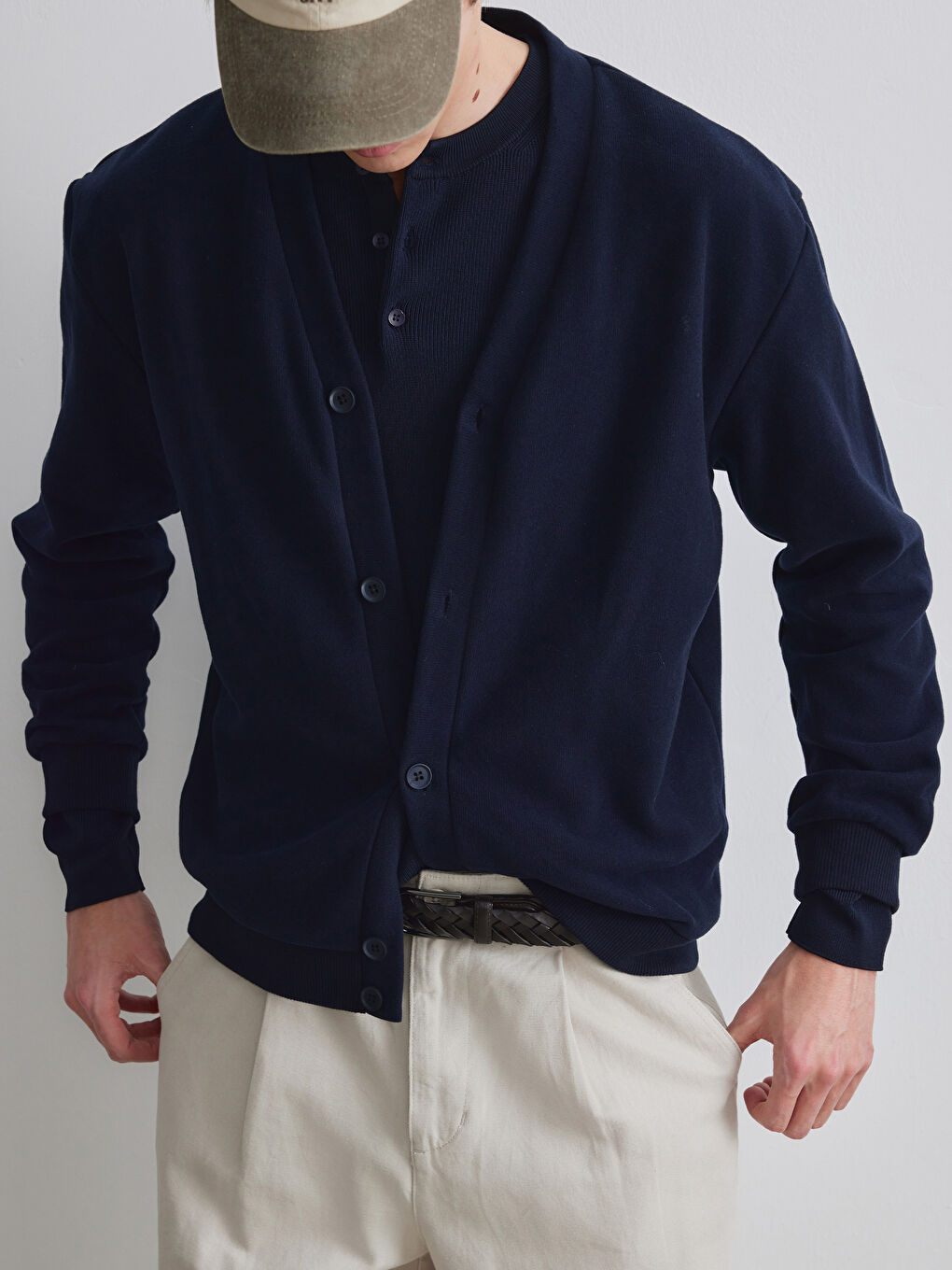 Lacivert Standart Kalıp Erkek Triko Hırka-2