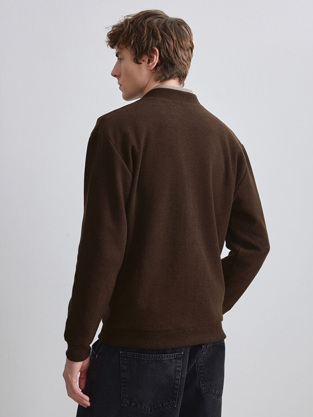 Kahverengi Standart Kalıp Erkek Triko Hırka-3