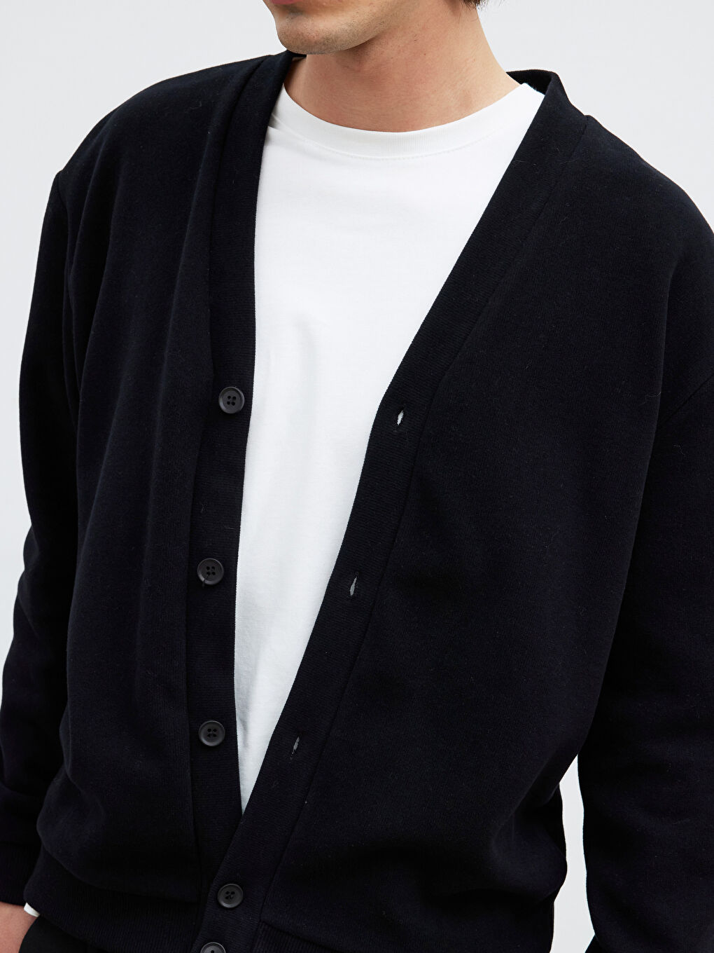 Siyah Standart Kalıp Erkek Triko Hırka-2