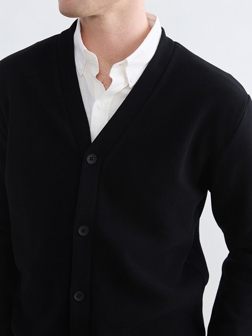 Siyah Standart Kalıp Erkek Triko Hırka-4