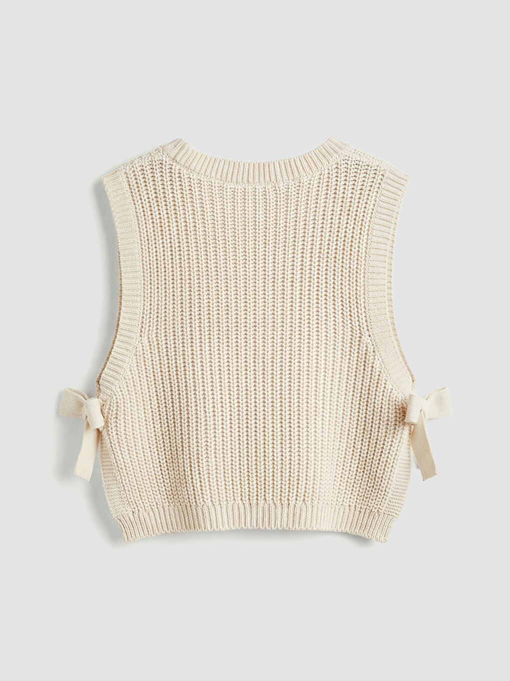 Ekru Bisiklet Yaka Kız Bebek Triko Süveter-1