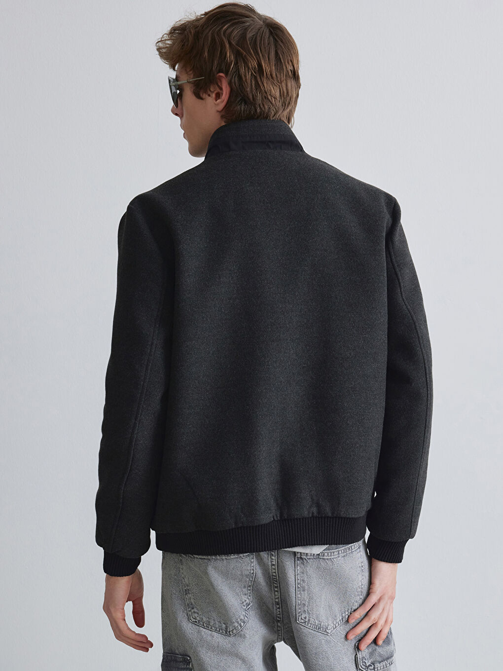 Antrasit Standart Kalıp Dik Yaka Erkek Mont-4