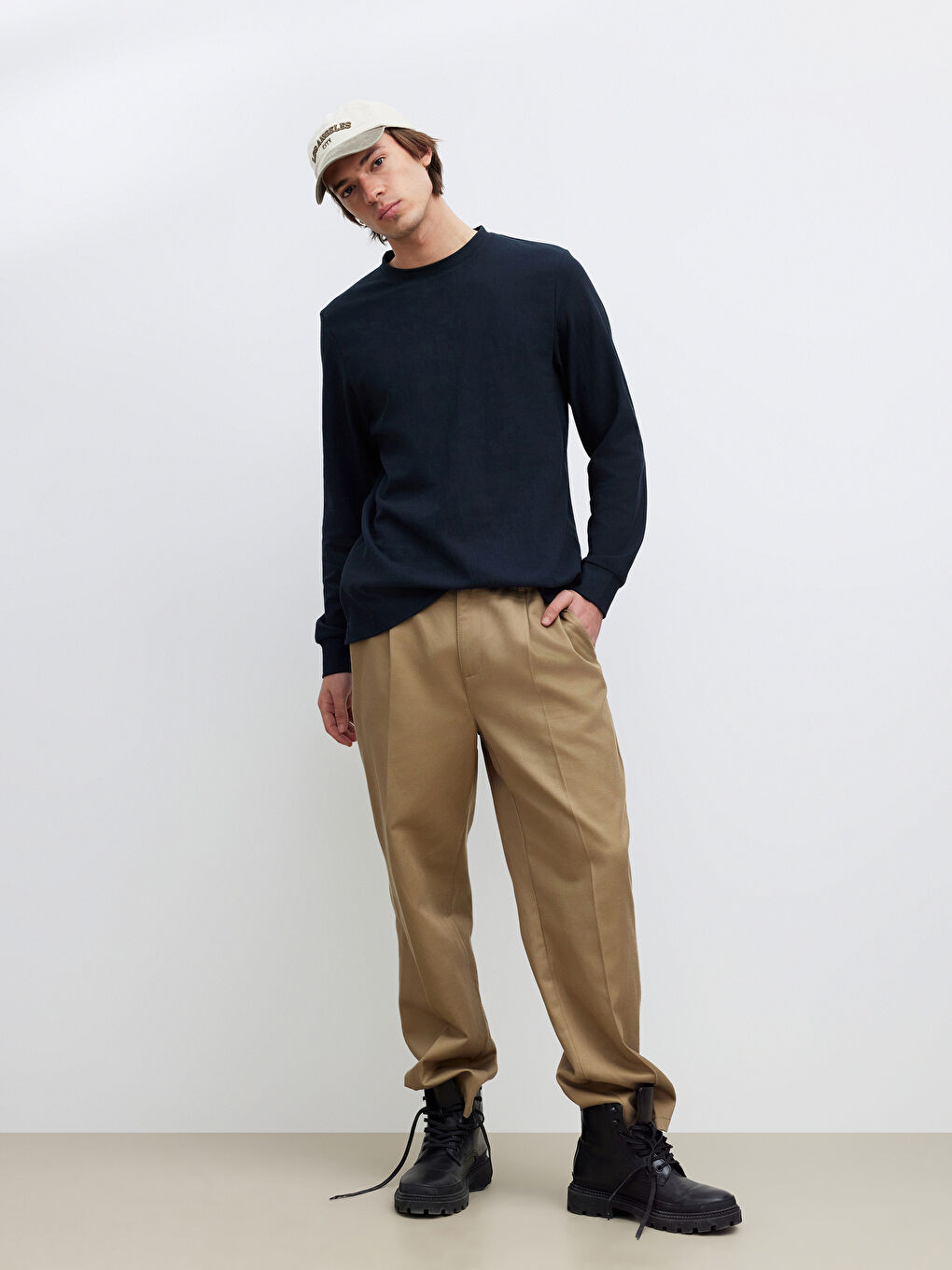 Lacivert Bisiklet Yaka Erkek Sweatshirt-1