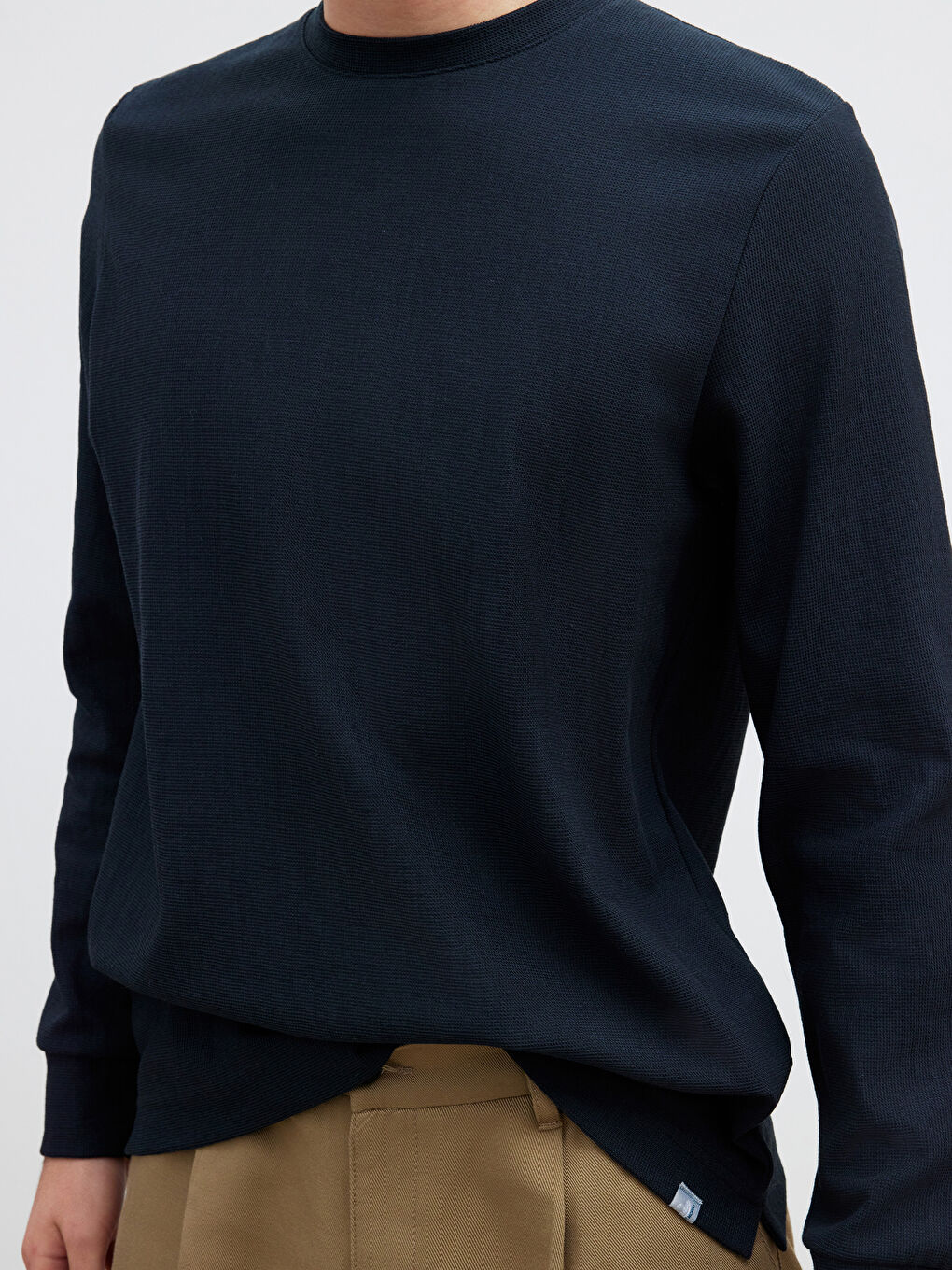 Lacivert Bisiklet Yaka Erkek Sweatshirt-2