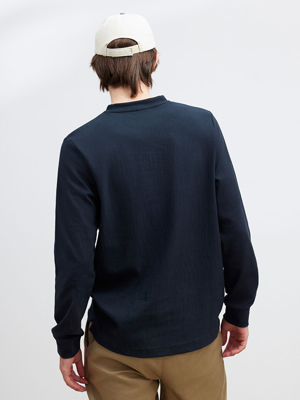 Lacivert Bisiklet Yaka Erkek Sweatshirt-3