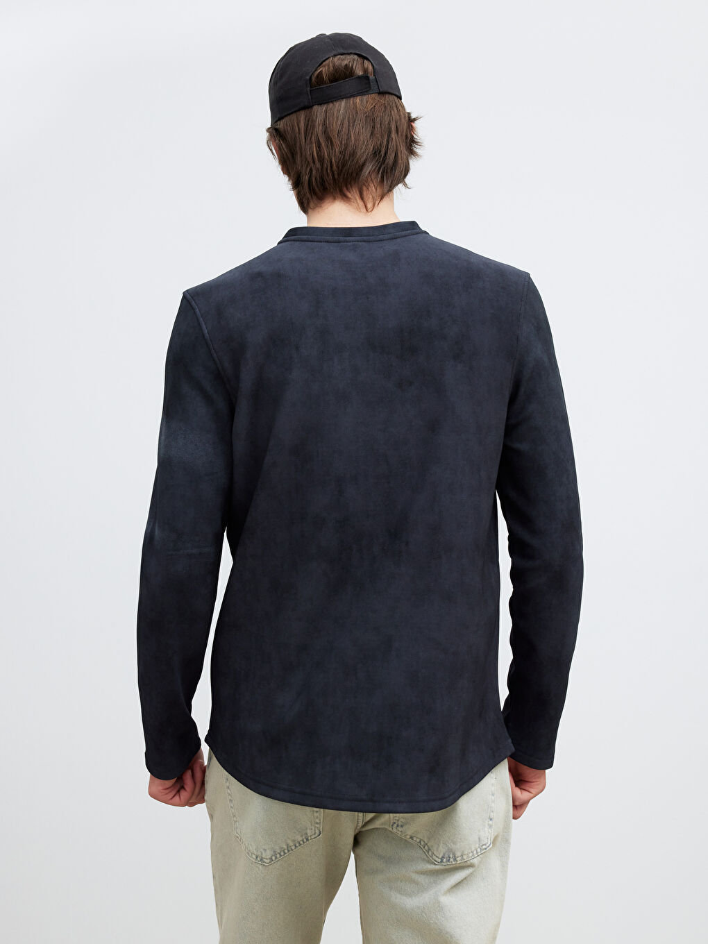 Siyah Bisiklet Yaka Erkek Sweatshirt-4