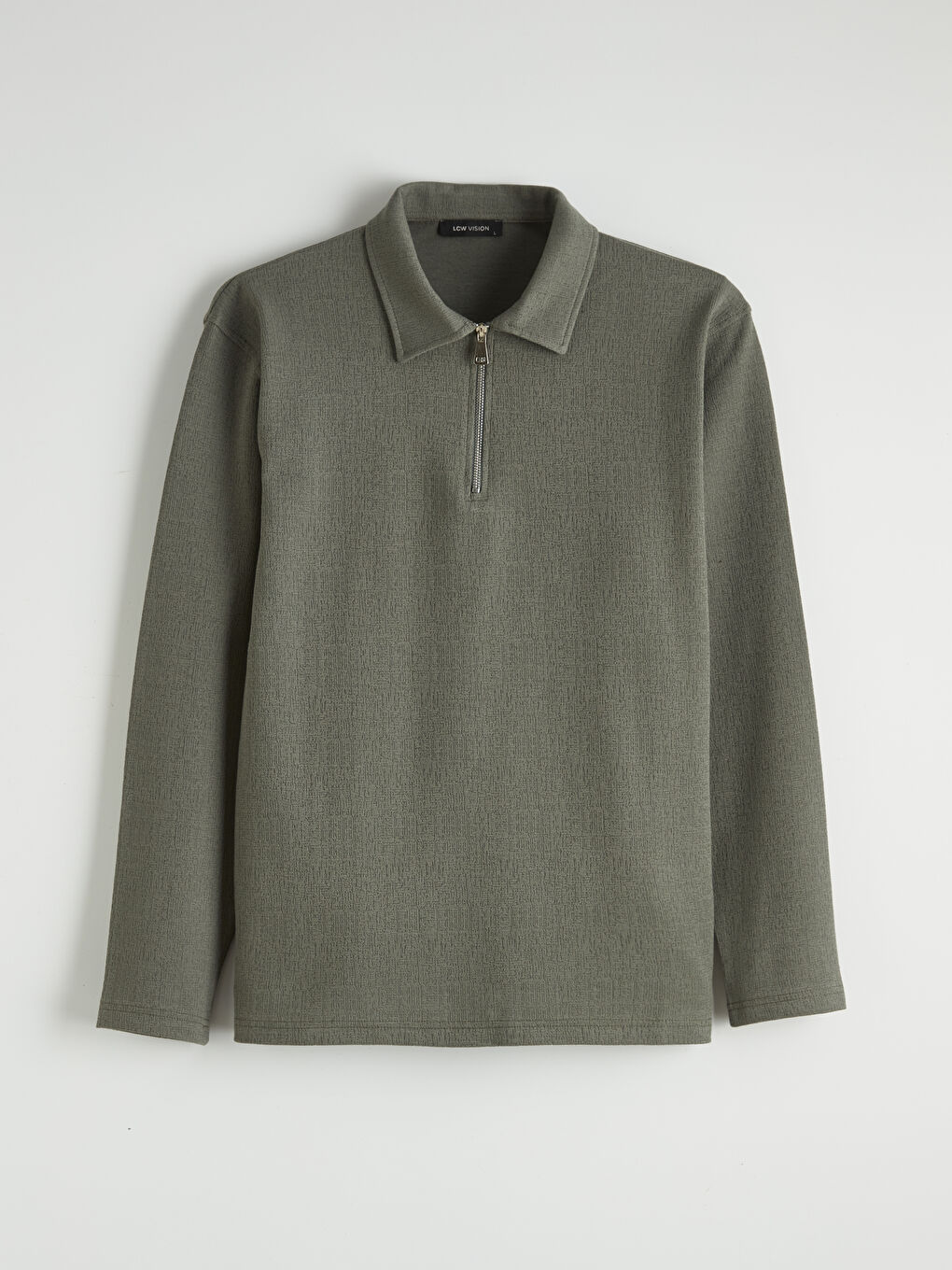 Yeşil Polo Yaka Erkek Sweatshirt