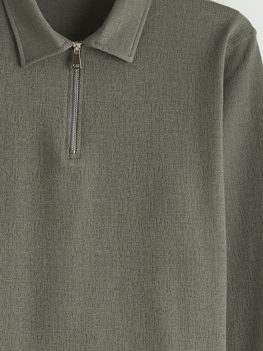 Yeşil Polo Yaka Erkek Sweatshirt-1