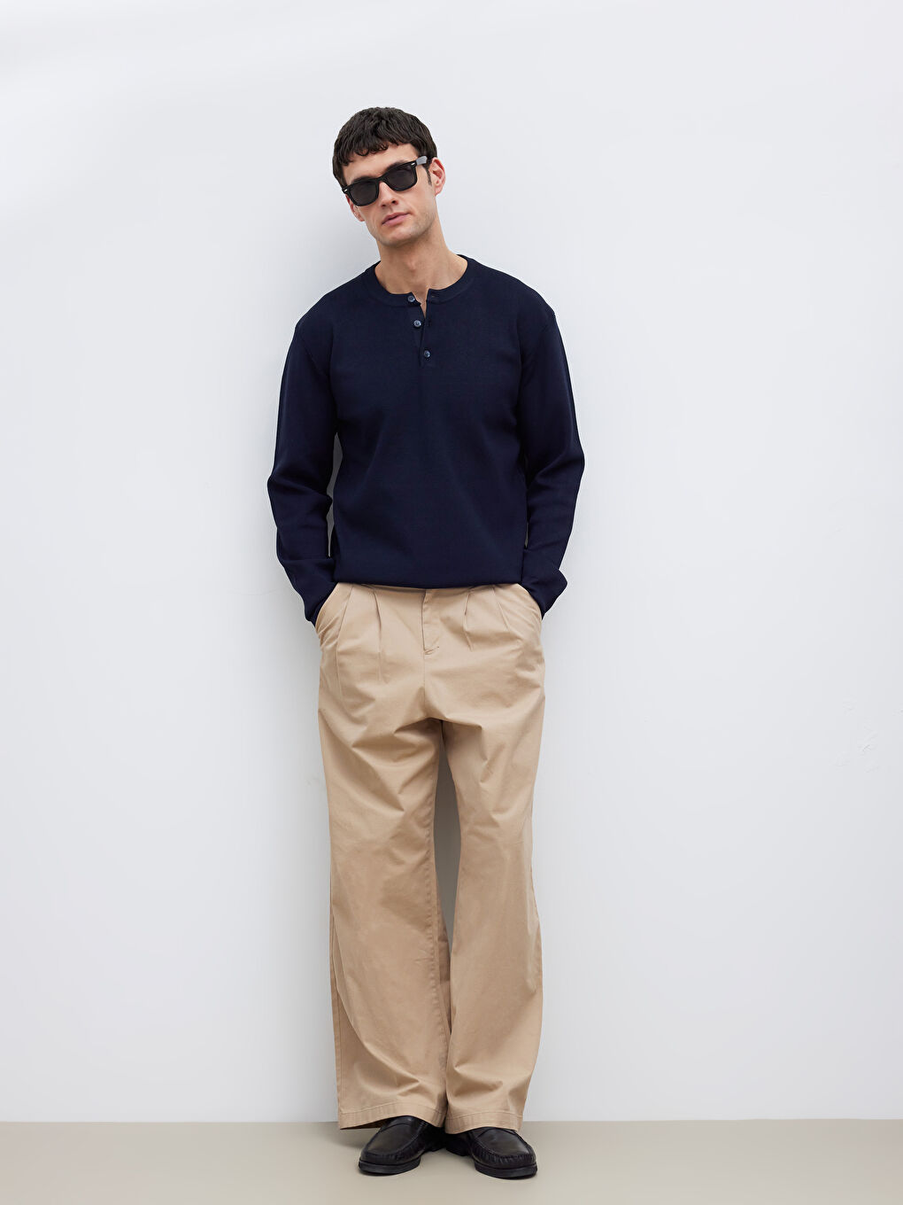 Lacivert Bisiklet Yaka Erkek Triko Kazak-1