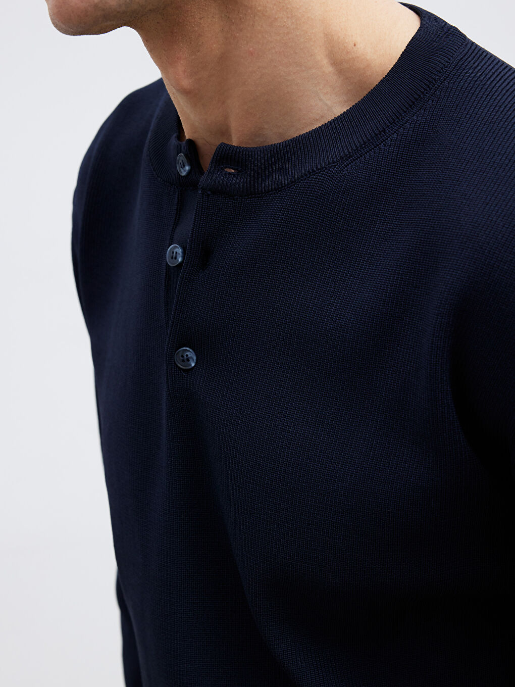 Lacivert Bisiklet Yaka Erkek Triko Kazak-2