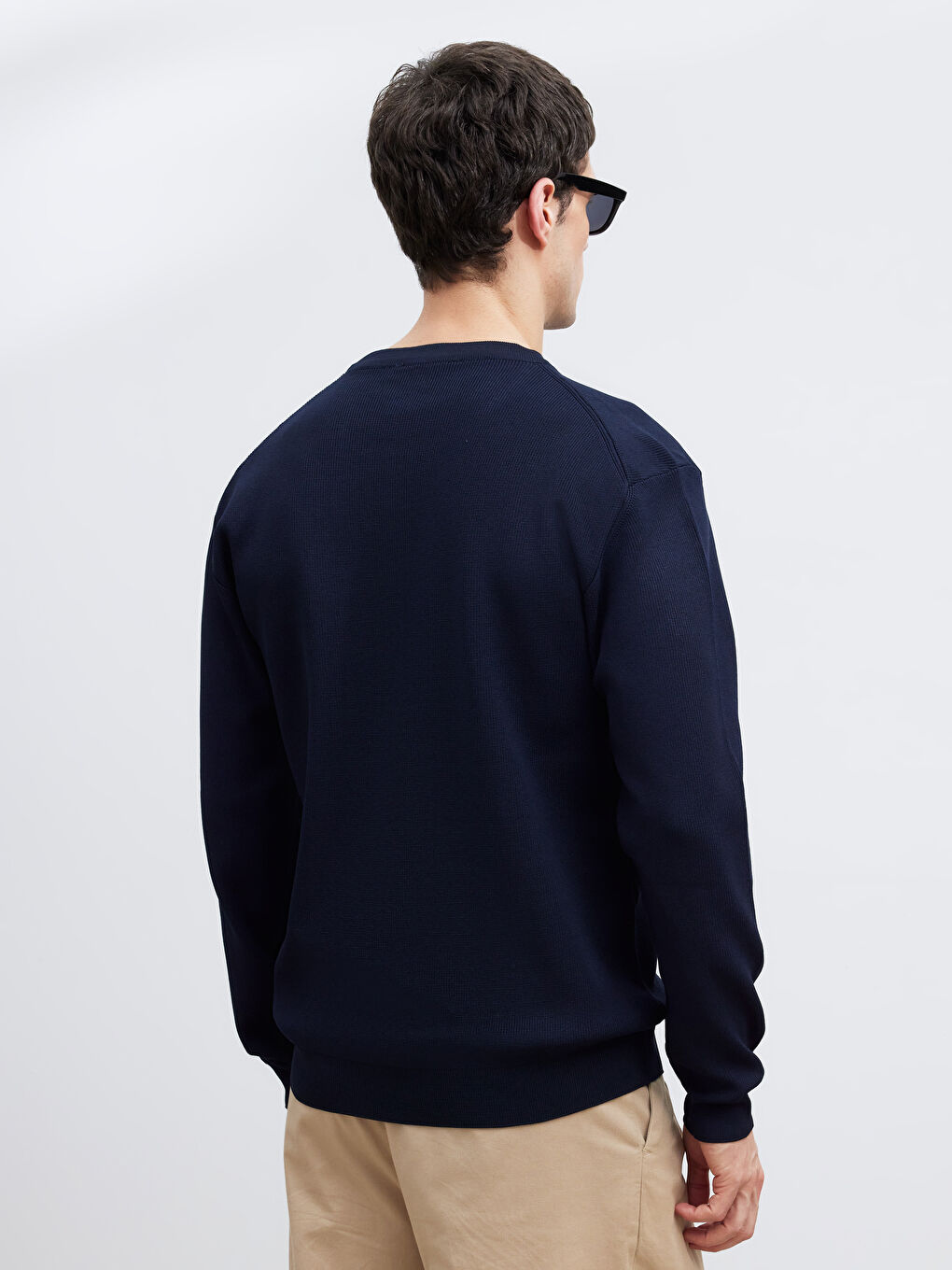 Lacivert Bisiklet Yaka Erkek Triko Kazak-3