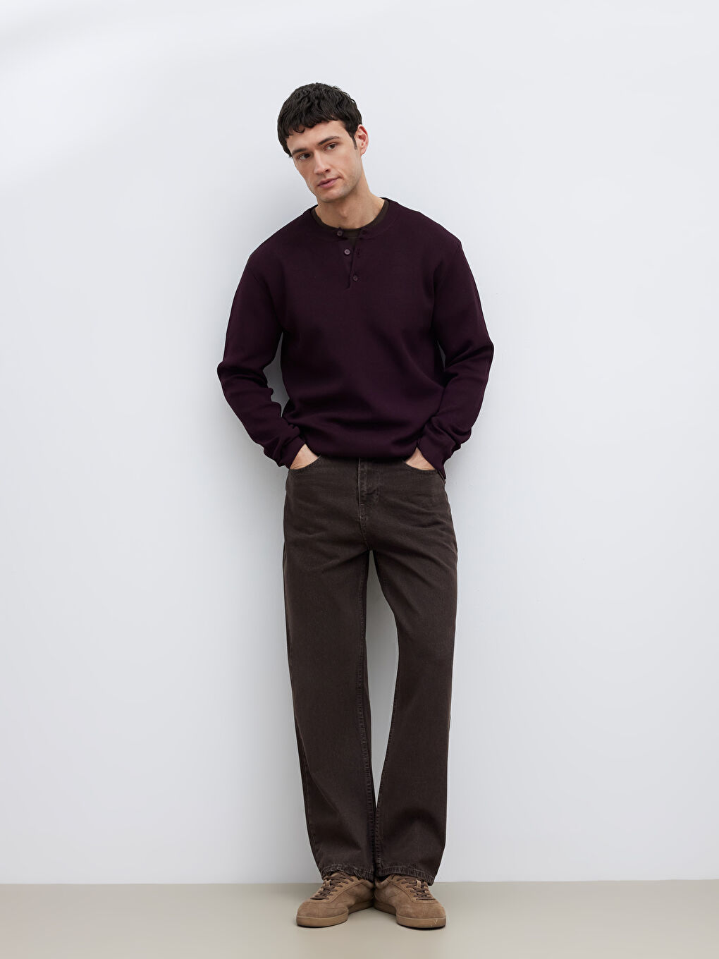 Mürdüm Bisiklet Yaka Erkek Triko Kazak-1