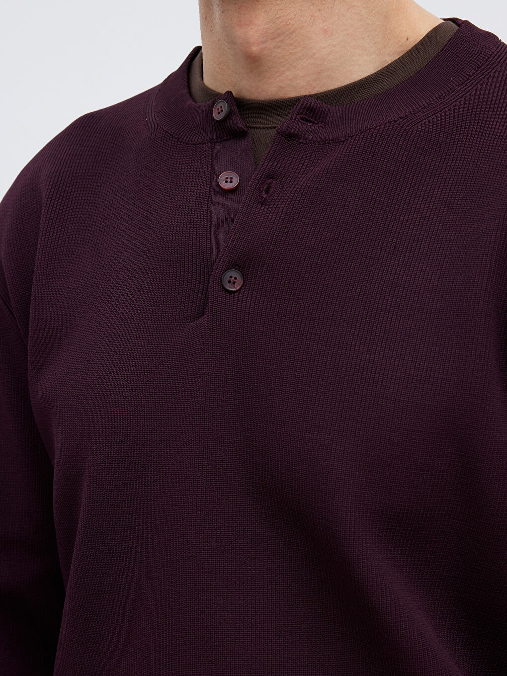 Mürdüm Bisiklet Yaka Erkek Triko Kazak-2