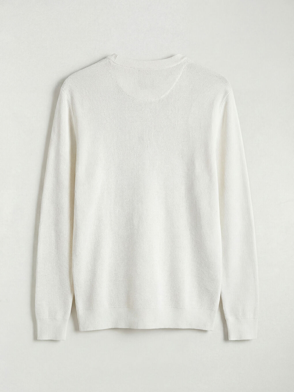 Beyaz Bisiklet Yaka Erkek Triko Kazak-5