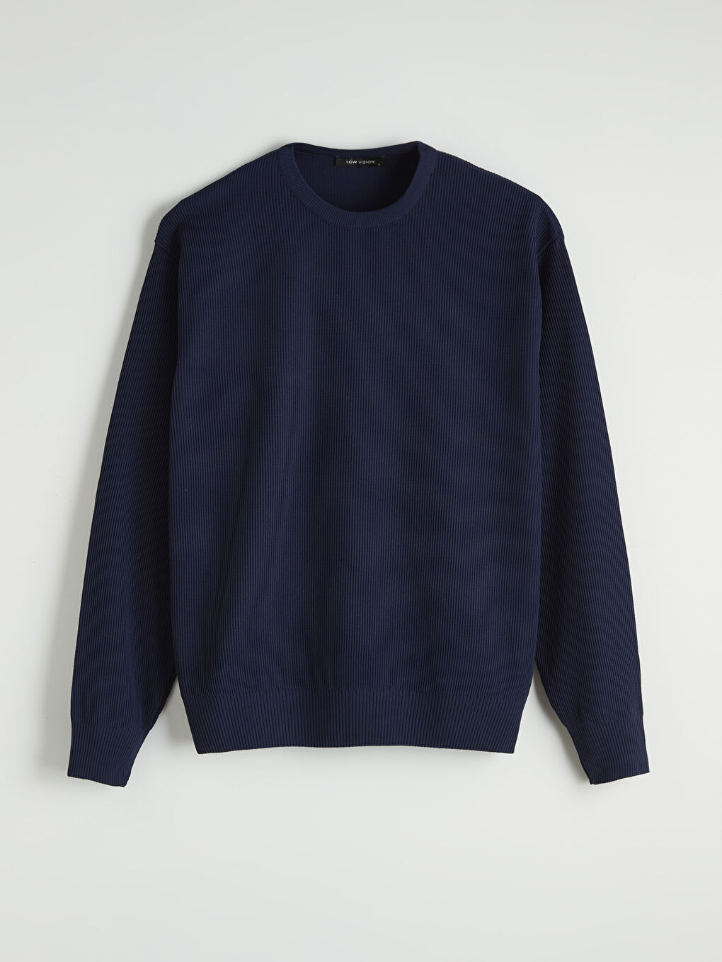 Lacivert Bisiklet Yaka Fitilli Erkek Triko Kazak