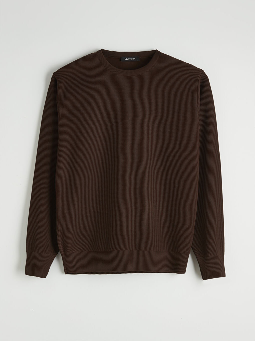 Kahverengi Bisiklet Yaka Fitilli Erkek Triko Kazak