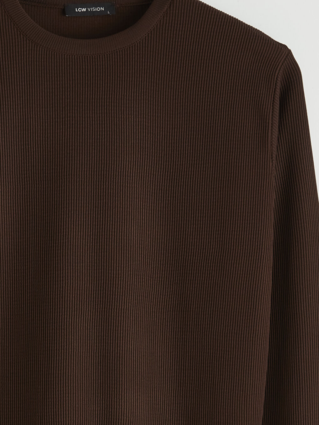 Kahverengi Bisiklet Yaka Fitilli Erkek Triko Kazak-1