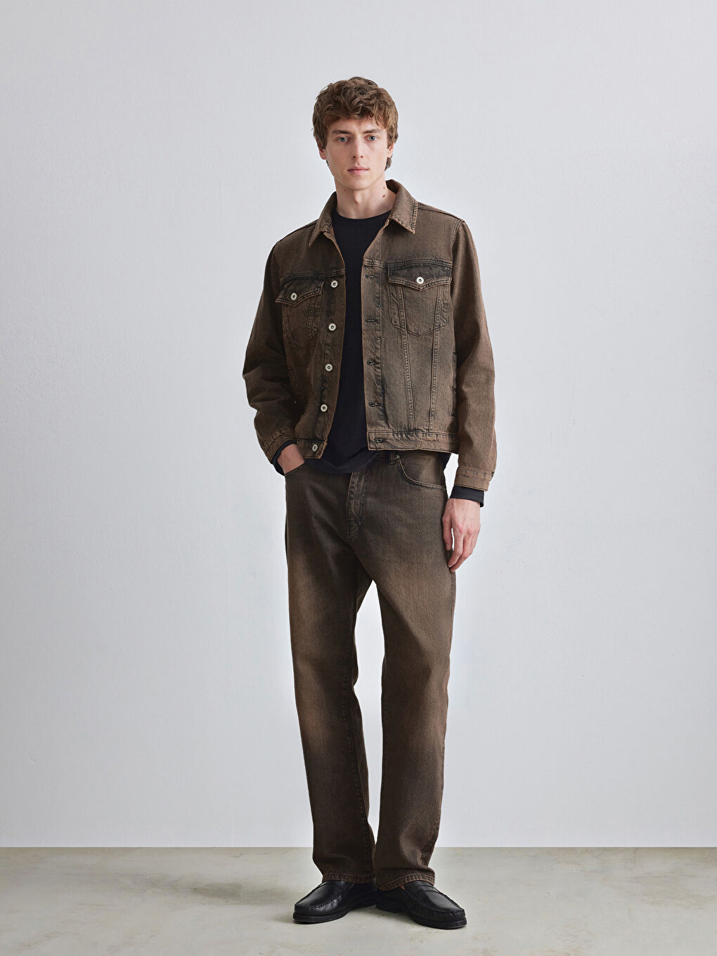 Kahverengi Regular Fit Erkek Jean Pantolon 