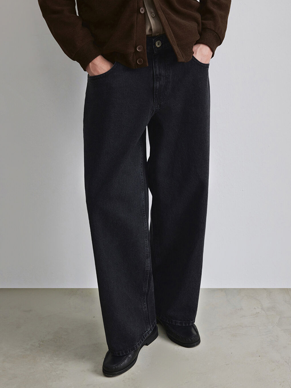 Gri Looese Fit Erkek Jean Pantolon-1