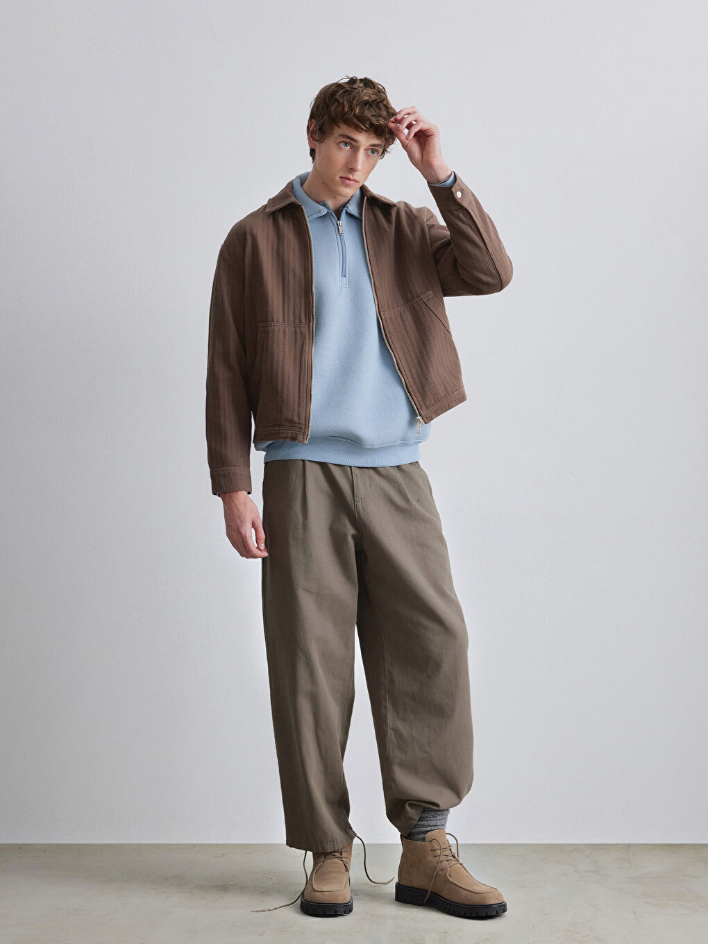 Kahverengi Rahat Kalıp Erkek Ceket-1