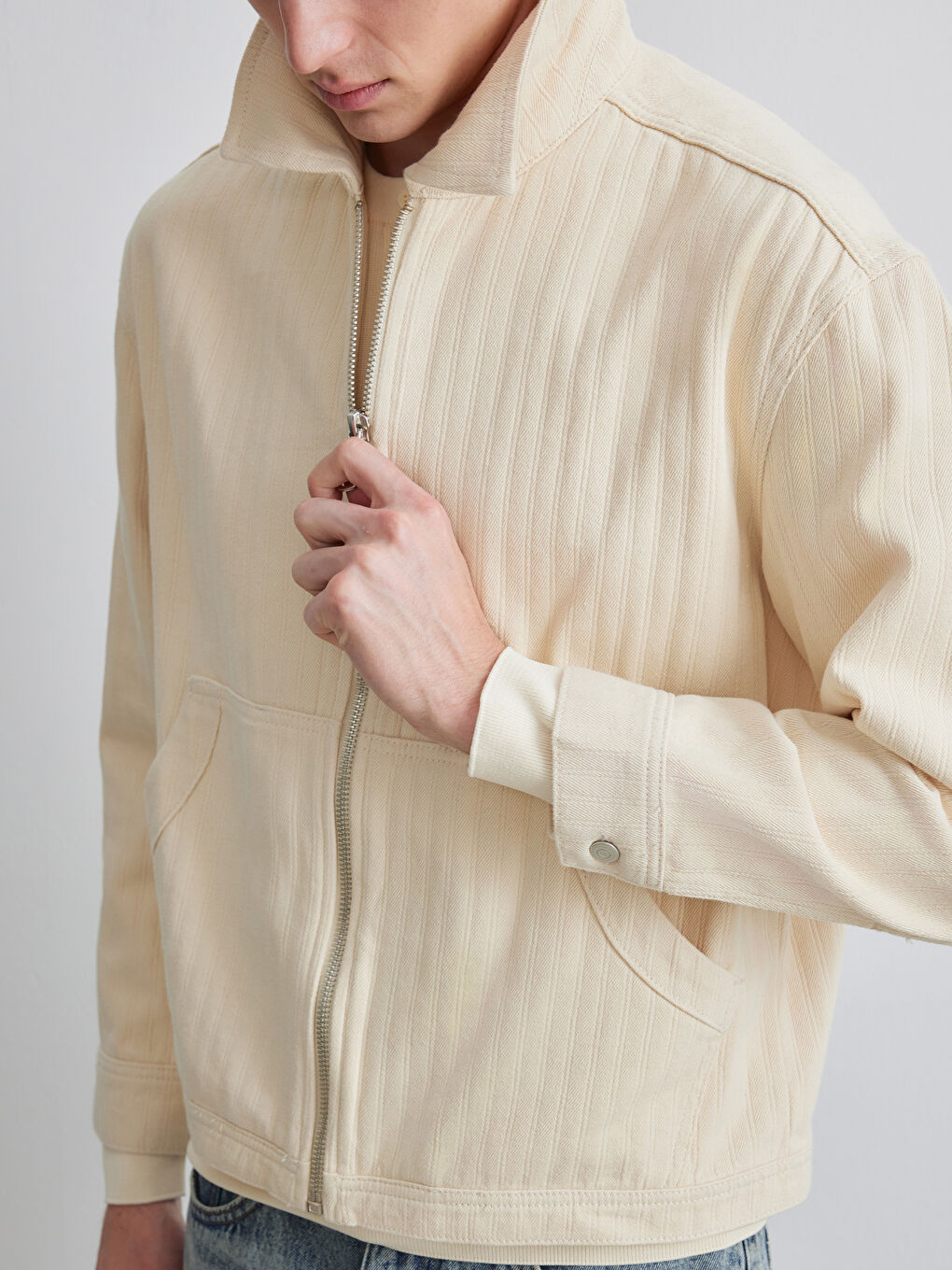 Ekru Rahat Kalıp Erkek Ceket-2