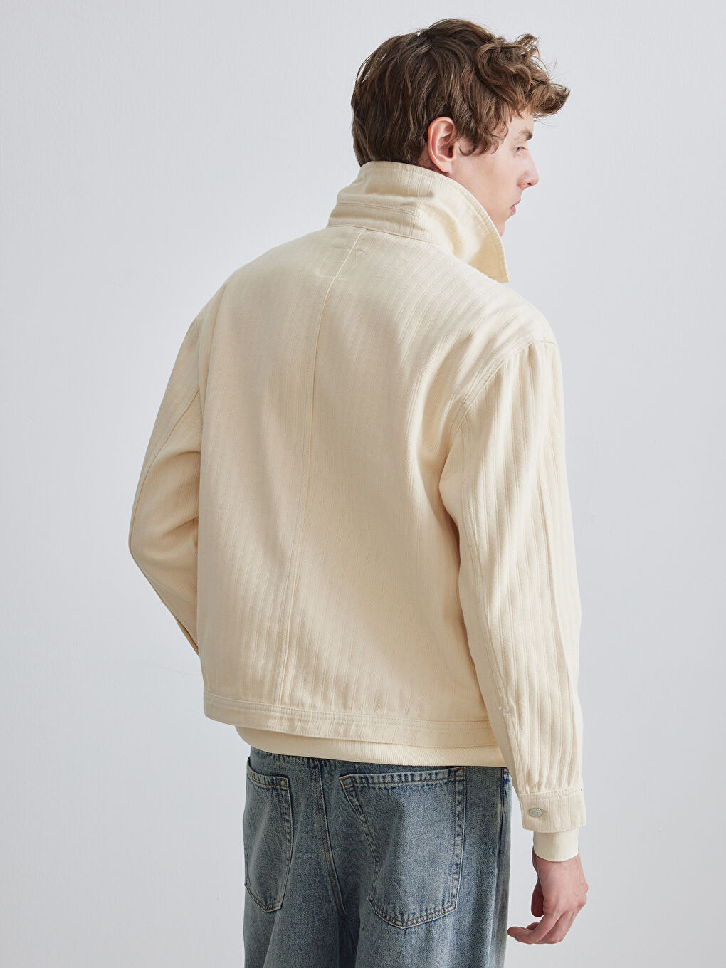 Ekru Rahat Kalıp Erkek Ceket-3