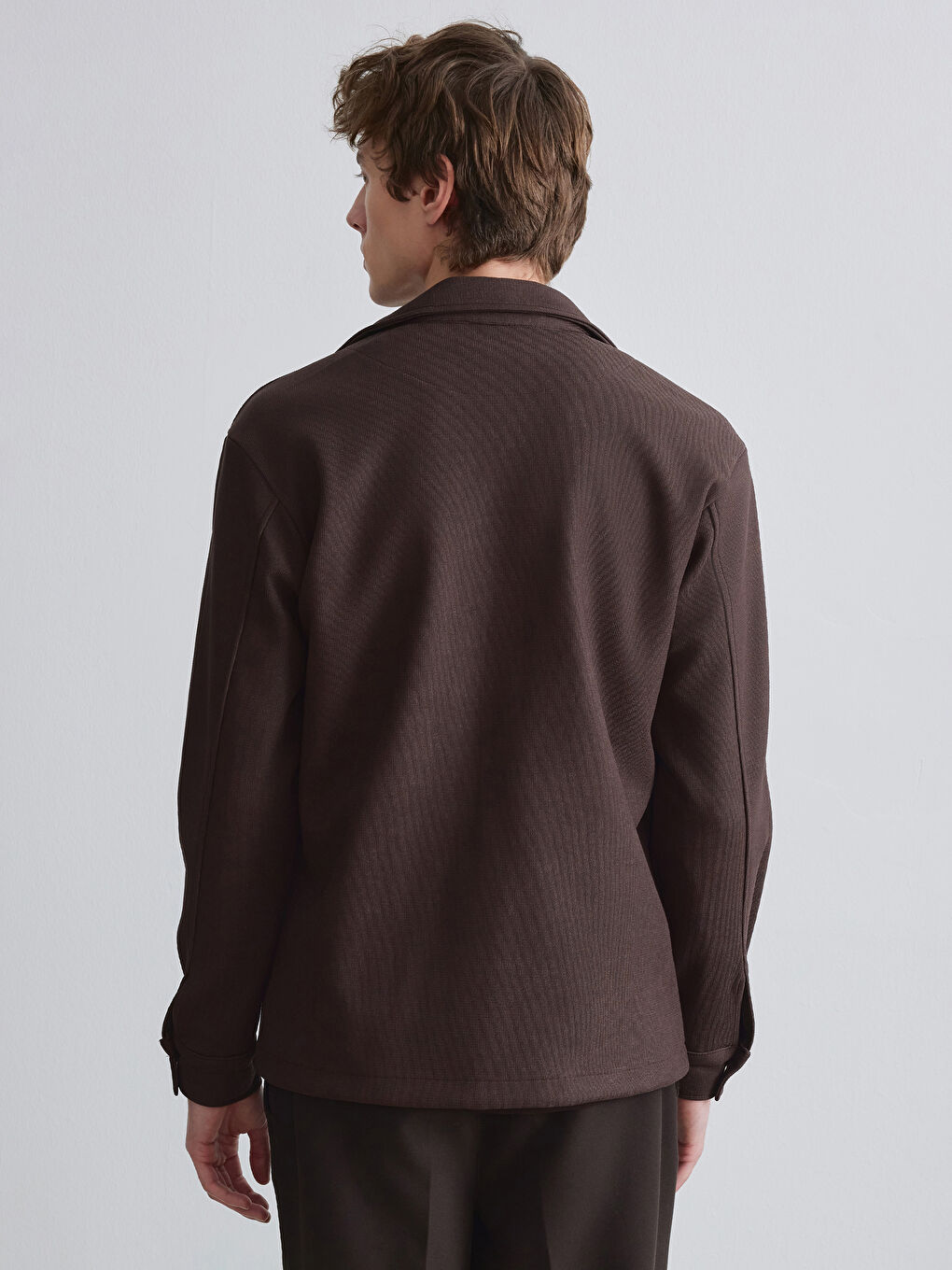 Kahverengi Regular Fit Erkek Dokulu Gömlek Ceket-3
