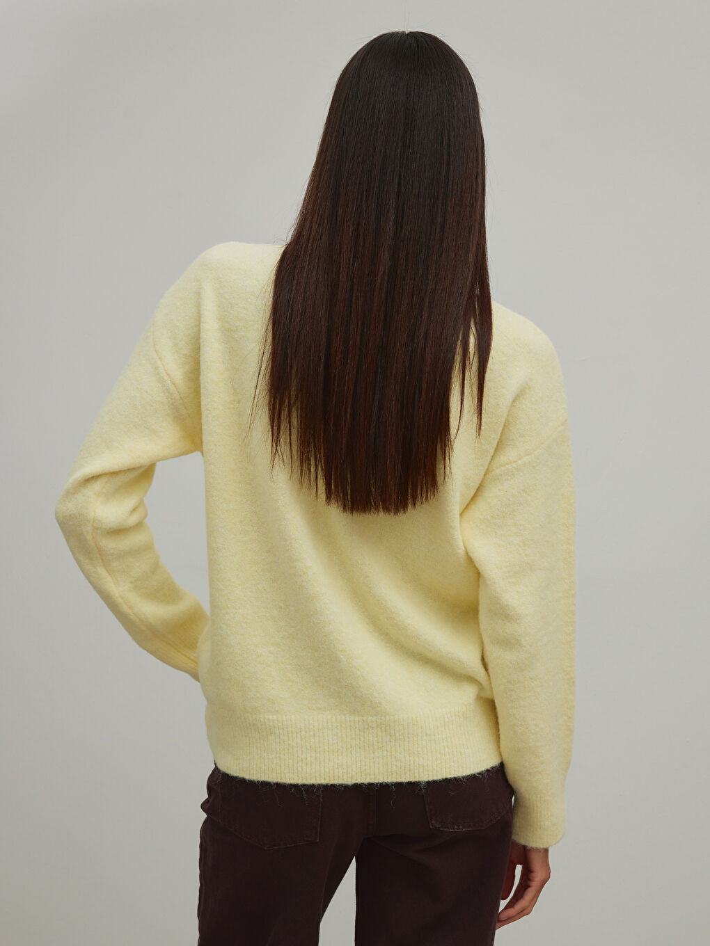 Sarı Bisiklet Yaka Kadın Triko Kazak-3