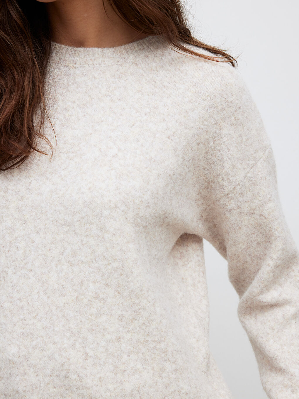 Kahverengi Bisiklet Yaka Kadın Triko Kazak-2