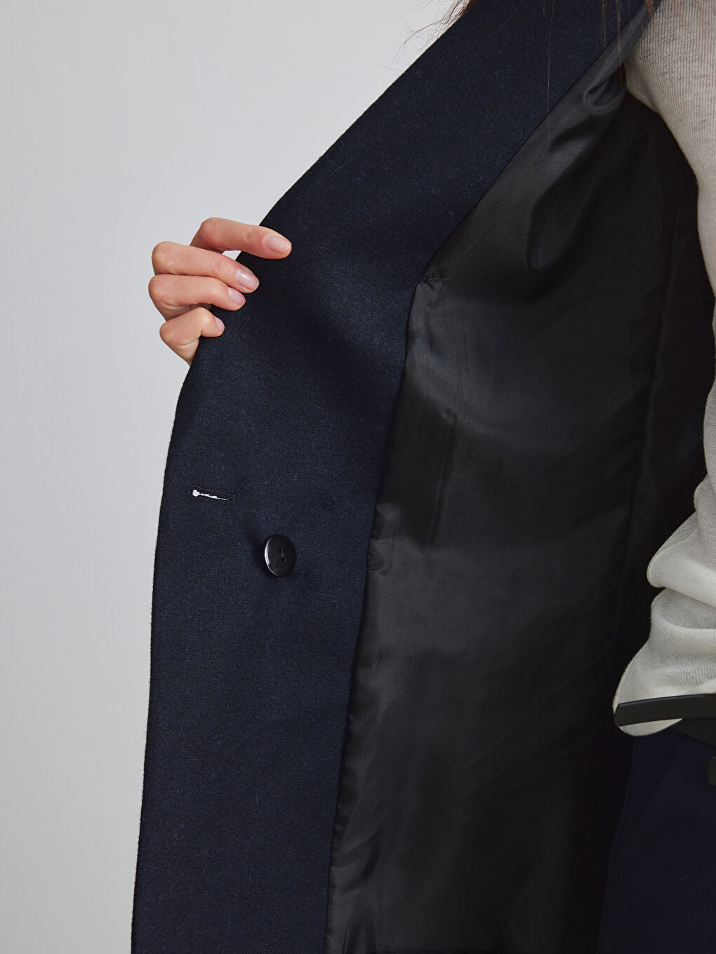 Lacivert Regular Fit Kadın Kaşe Blazer Ceket-3