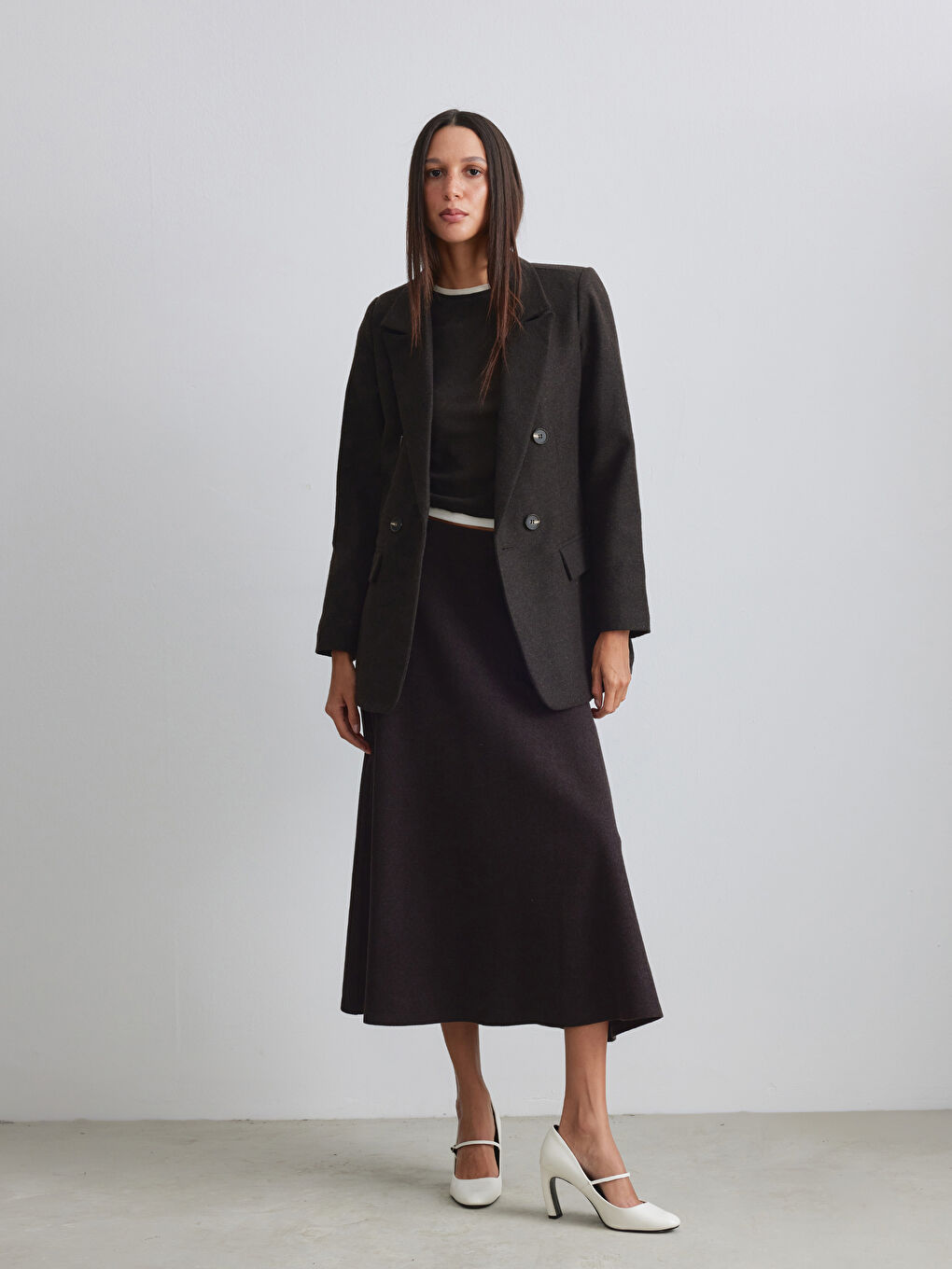 Kahverengi Regular Fit Kadın Kaşe Blazer Ceket-1