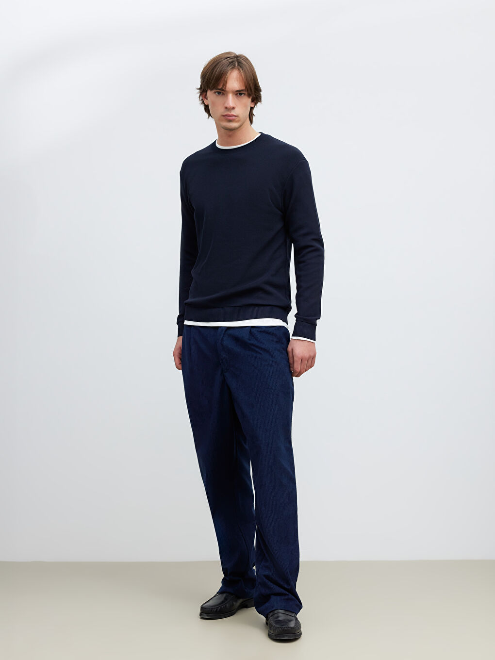 Lacivert Bisiklet Yaka Erkek Triko Kazak-1