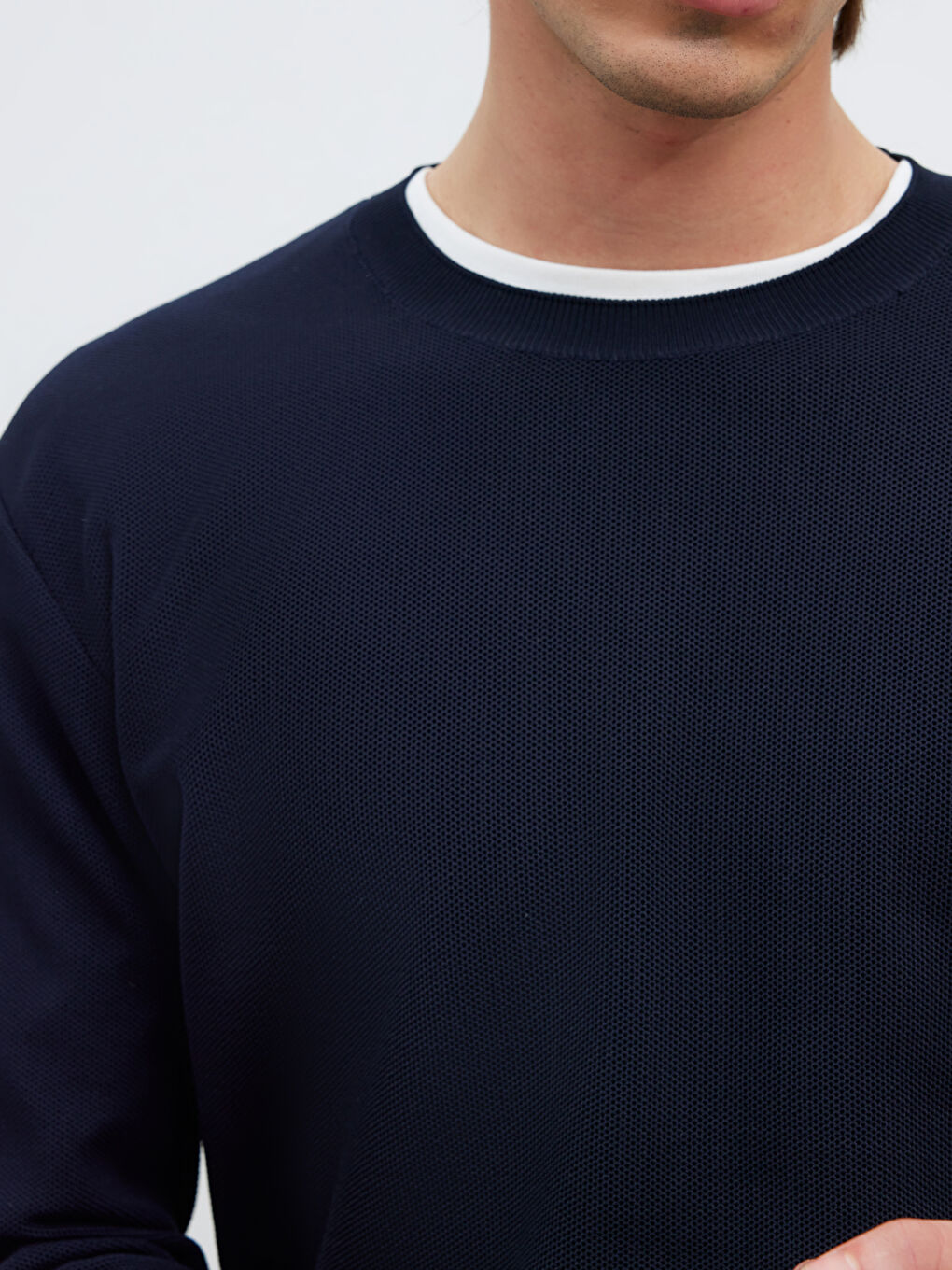 Lacivert Bisiklet Yaka Erkek Triko Kazak-2