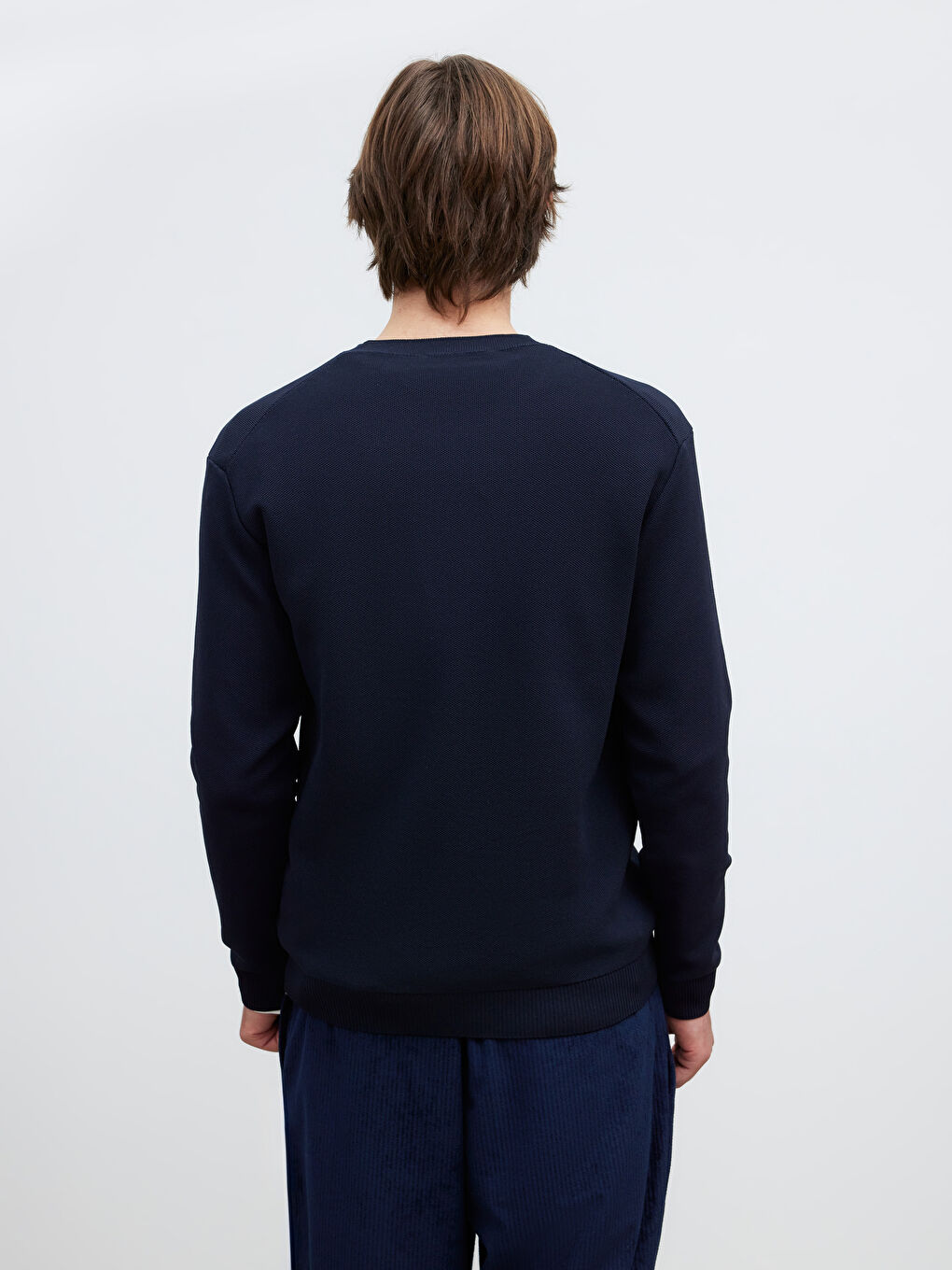 Lacivert Bisiklet Yaka Erkek Triko Kazak-3