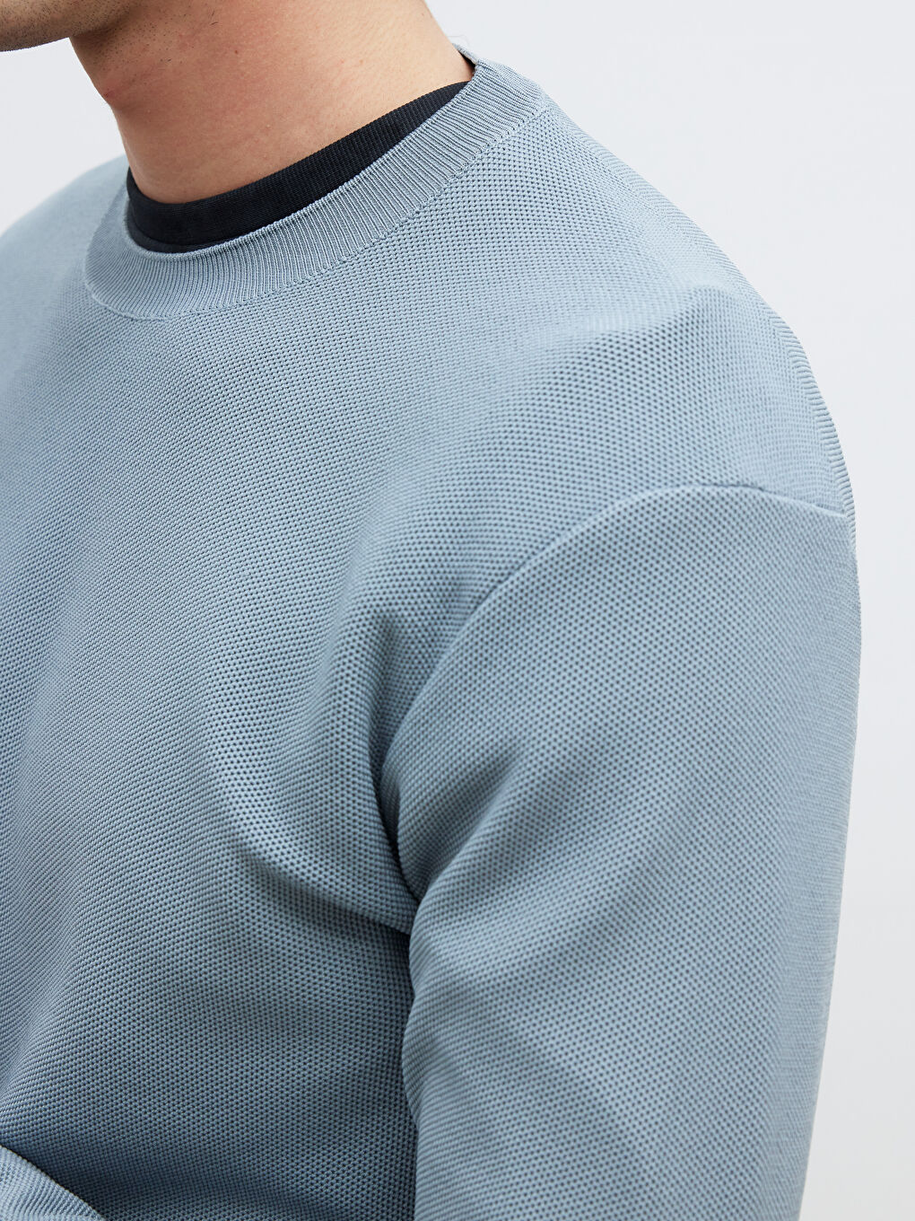 İndigo Bisiklet Yaka Erkek Triko Kazak-2