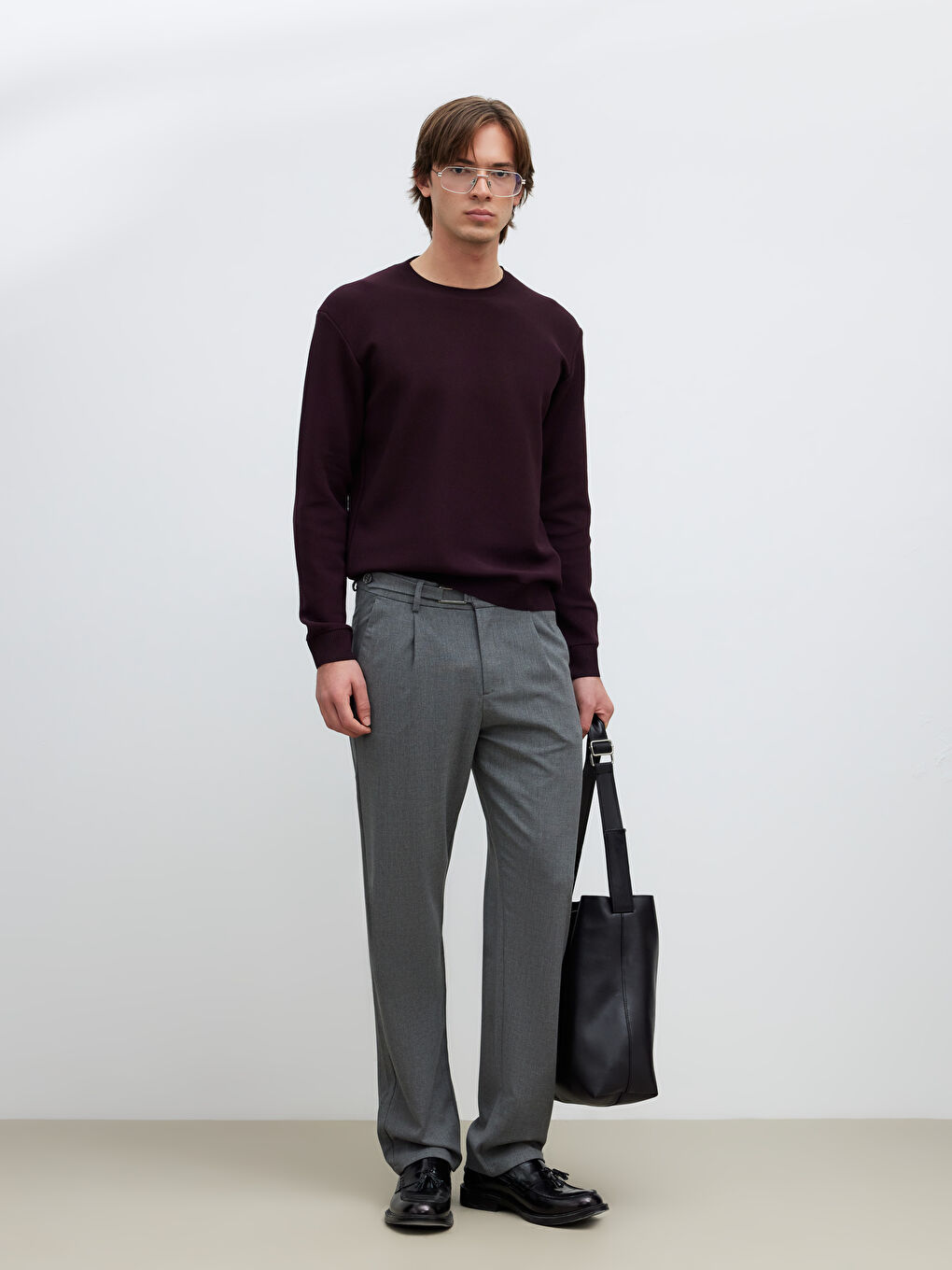 Mürdüm Bisiklet Yaka Erkek Triko Kazak-1