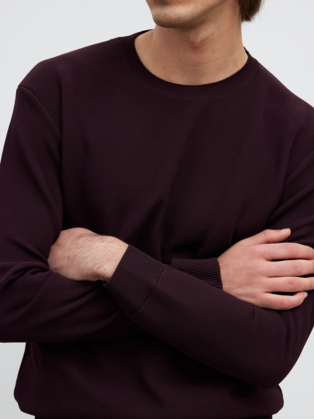 Mürdüm Bisiklet Yaka Erkek Triko Kazak-2