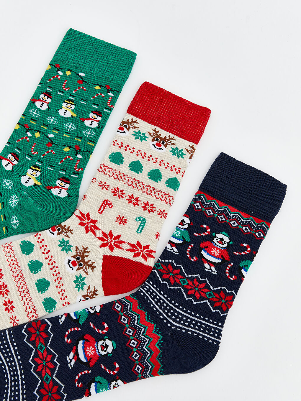 Karışık Yılbaşı Temalı Desenli Erkek 3'lü Soket Çorap-2