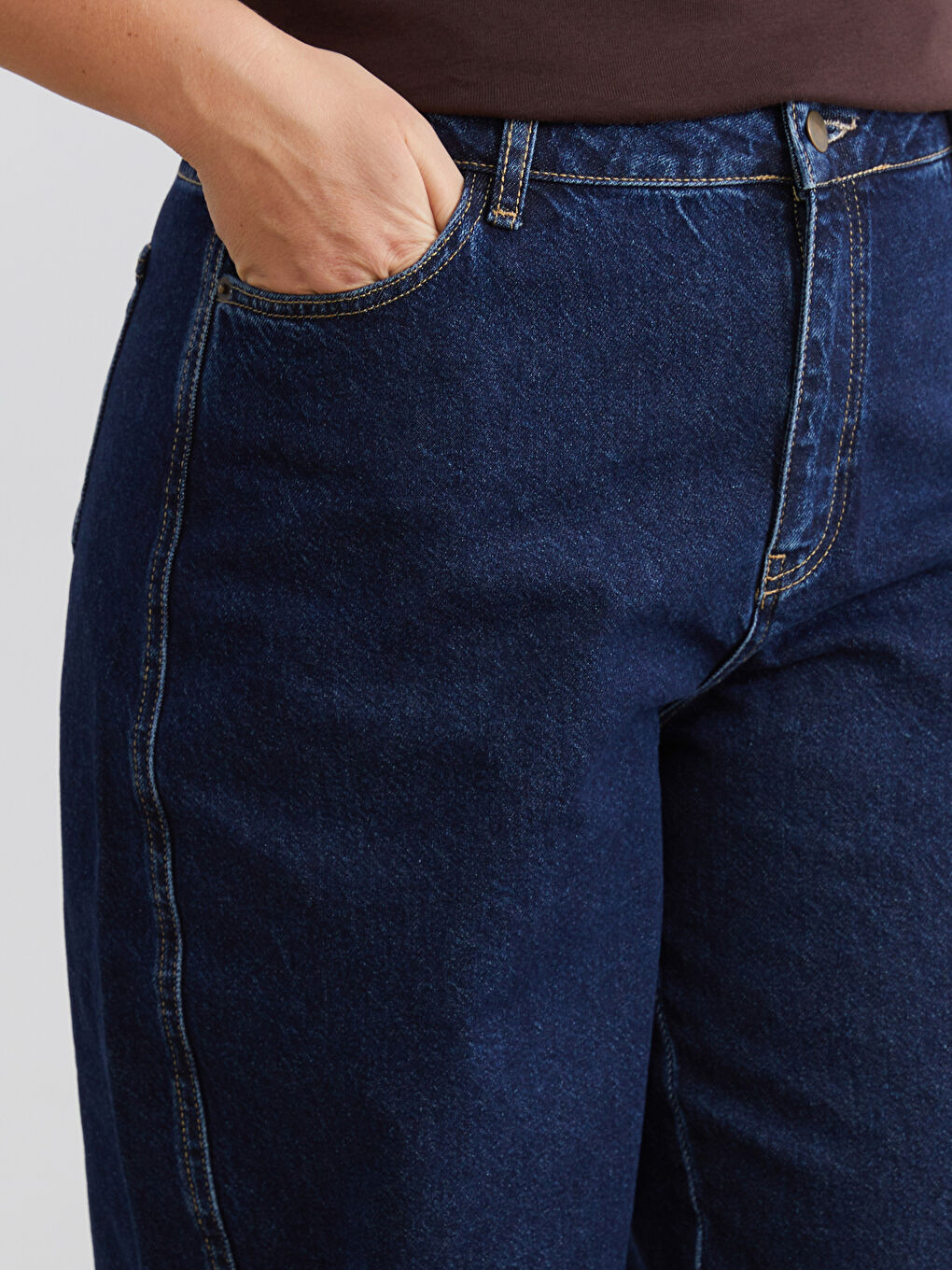 Lacivert Büyük Beden Straight Fit Kadın Jean Pantolon-2