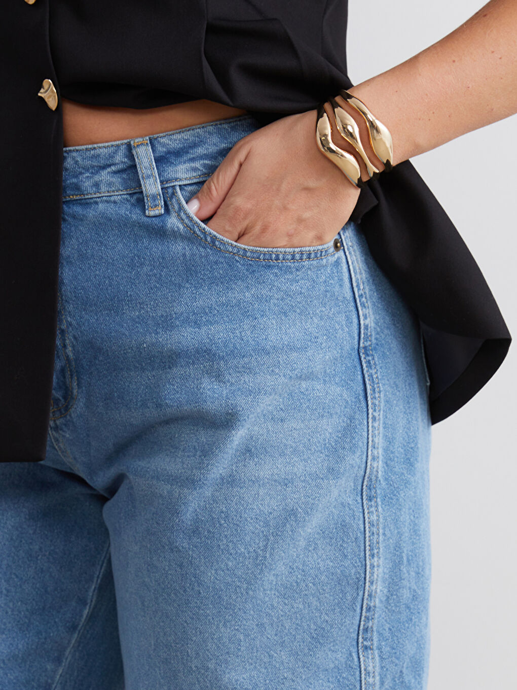 Mavi Büyük Beden Straight Fit Kadın Jean Pantolon-2