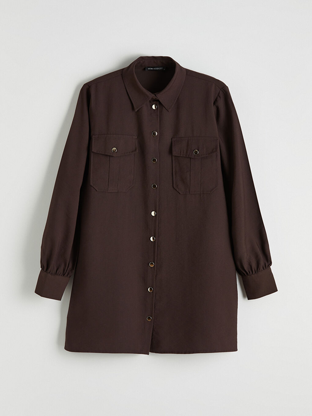 Kahverengi Modal Karışımlı Kadın Gömlek-8