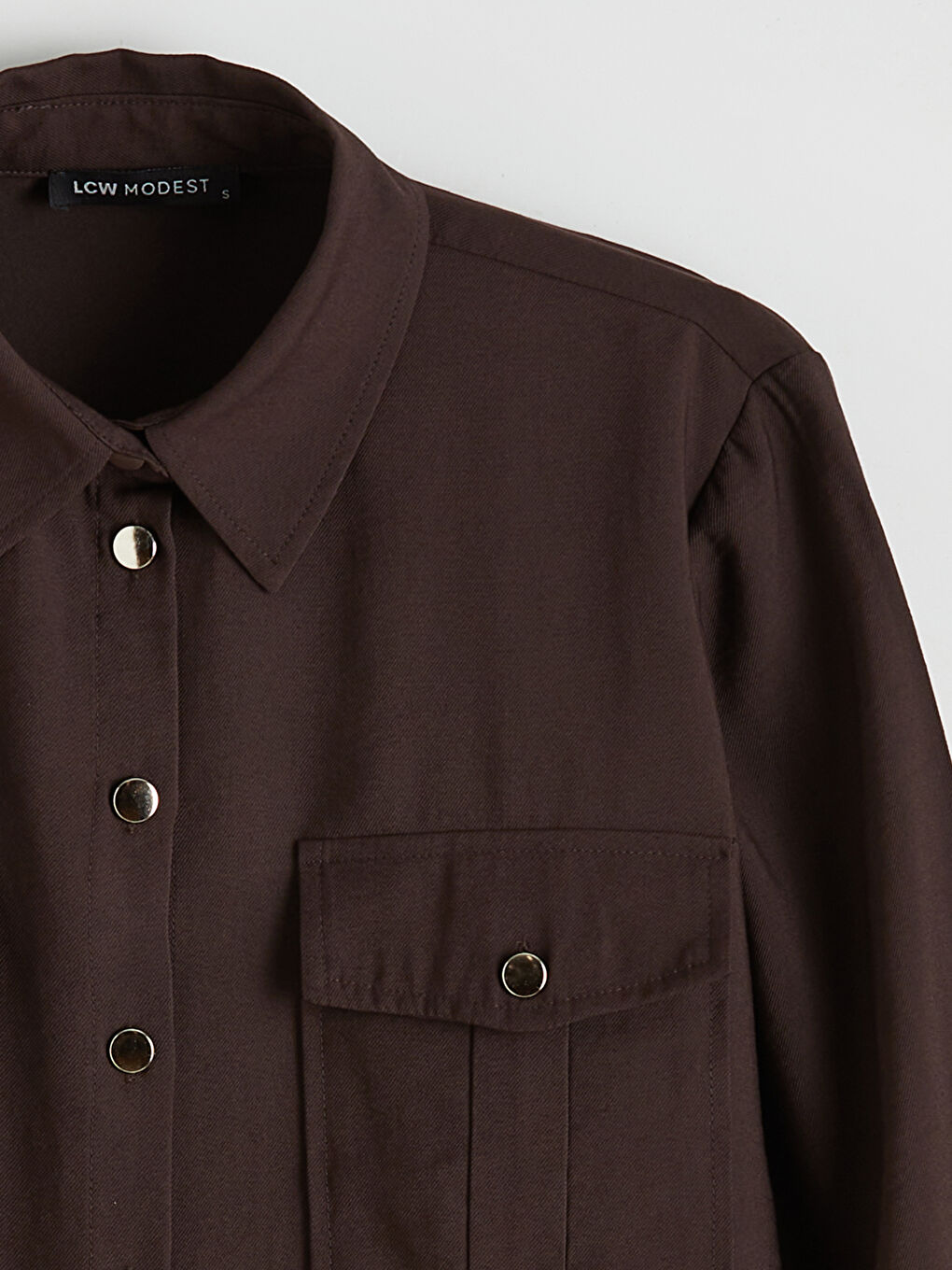 Kahverengi Modal Karışımlı Kadın Gömlek-9