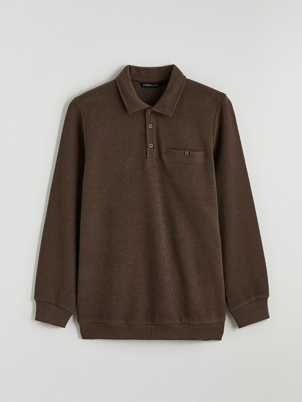 Kahverengi Polo Yaka Erkek Sweatshirt