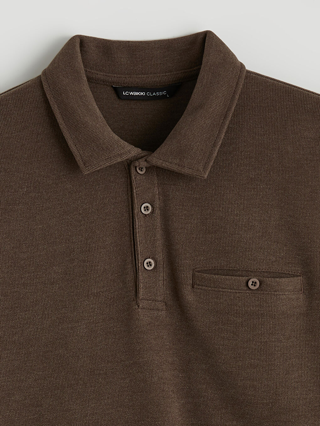 Kahverengi Polo Yaka Erkek Sweatshirt-1