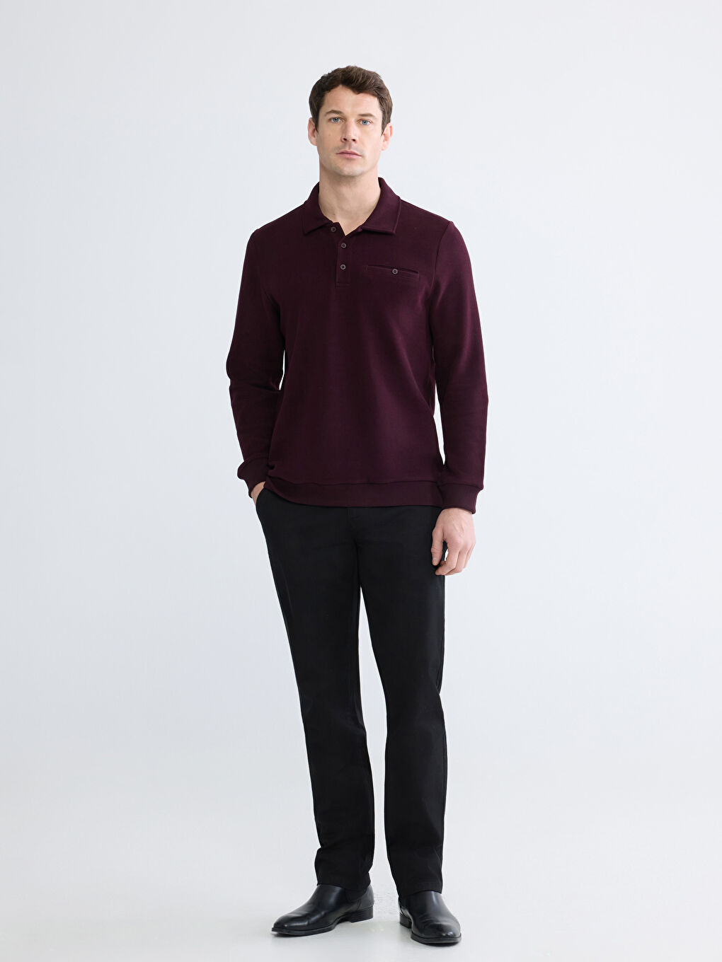 Men's Polo Collar Sweatshirt-1