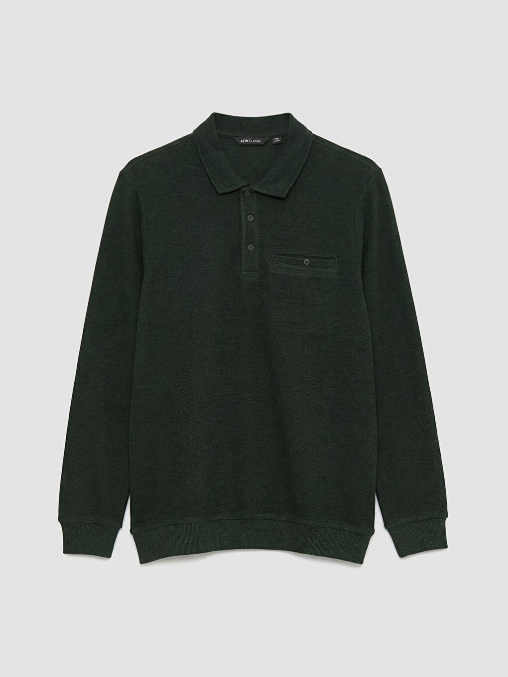 Yeşil Polo Yaka Erkek Sweatshirt-4